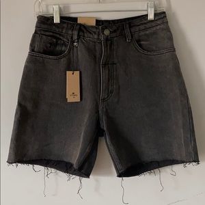 Thrills Black Frayed Long Jean Shorts